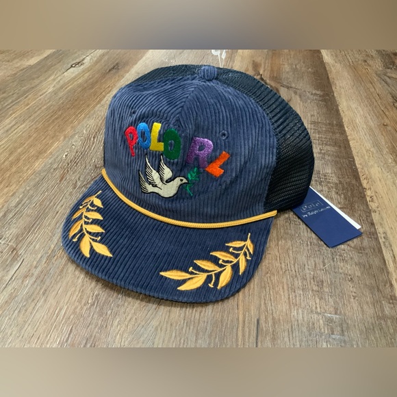 Polo Ralph Lauren Other - NWT Polo Ralph Lauren Navy Corduroy PEACE LOVE DOVE Trucker Baseball Cap Hat